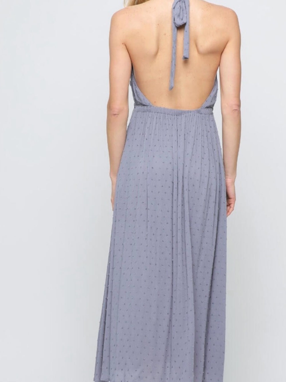 Halter Maxi Dress in Gray Blue - Picture 4 of 5